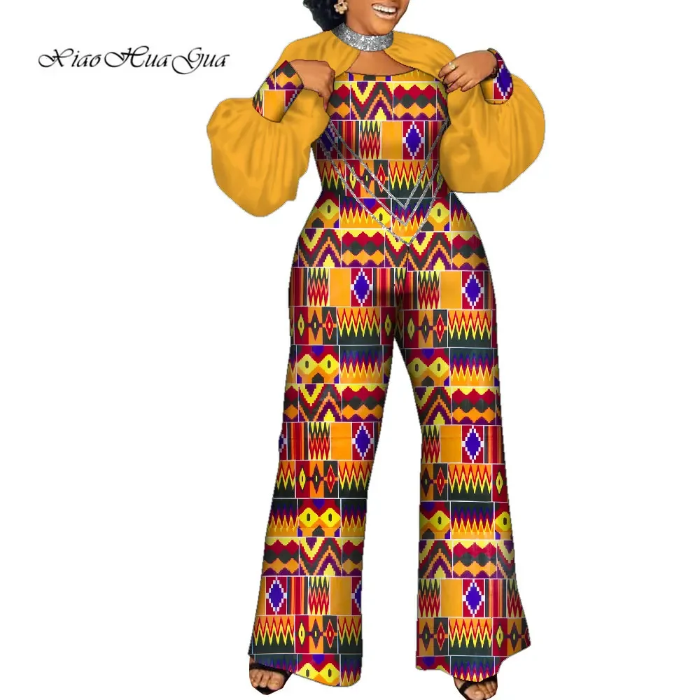 Dashiki africano para mujer, mono de manga larga, pantalones de pierna ancha, ropa de fiesta y boda, Wy9893