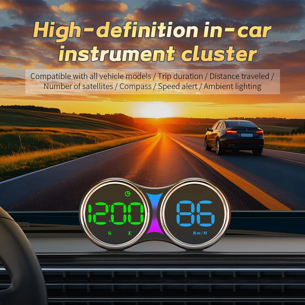 G27 Car HUD Head‑Up Display GPS Speedometer Multi‑Color Screen High‑Quality Auto Dashboard Instrument Practical Holiday Gift
