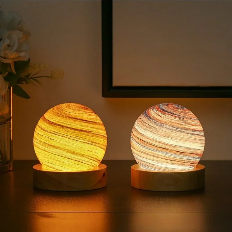 LED Planet Crystal Ball Figurines Decor Aesthetic Starry Crystal Earth Globe Spheres Astronomy House Decoration Home Ornament