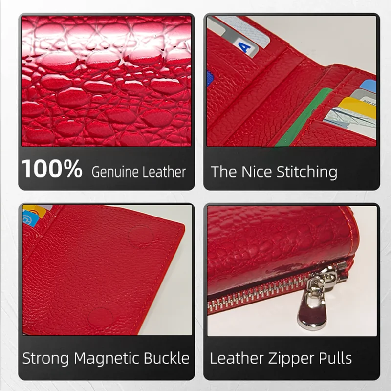 Free Gift Genuine Leather Short Wallet for Women Fashion Card Holder Money Clip Female Coin Purses Women's Mini Wallets