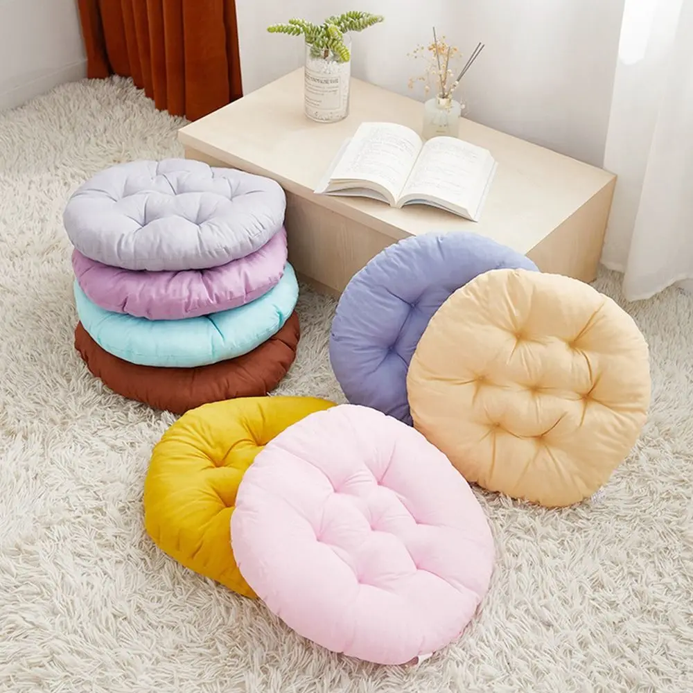 Durable Nap Pillow Round Pad Thicken Solid Color Seat Cushion Non-slip Chair Cushion Dining