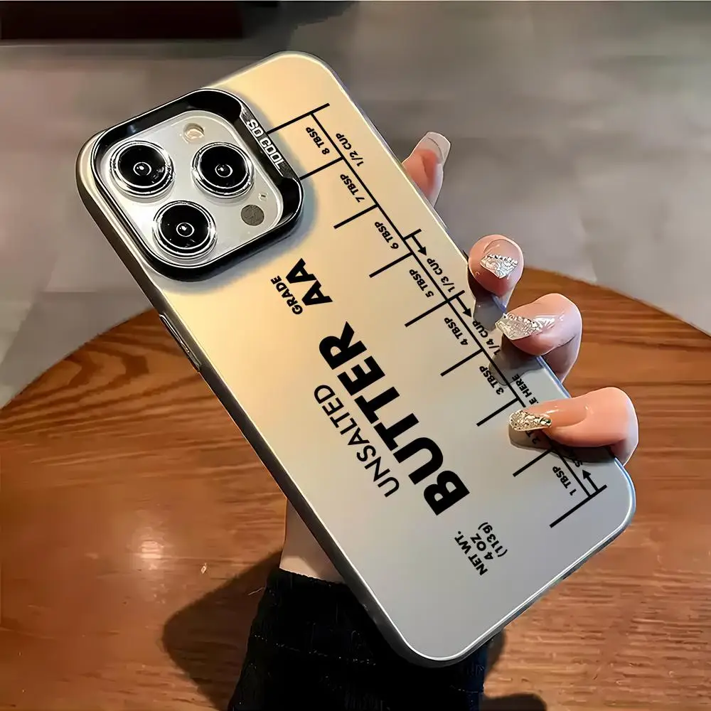 حافظة هاتف على شكل زبدة غير مملحة على شكل حرف U لهاتف آيفون 15 16 17 Plus X XR XSMAX غطاء مقاوم للصدمات بتدرج ليزر غير لامع