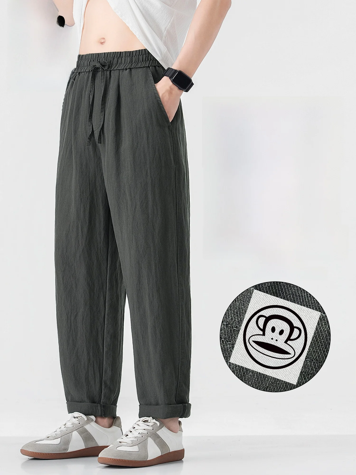 

PaulFrank Linen Breathable Summer Casual Pants for Men Cool Feeling Loose Straight Leg Trousers Comfortable Fit