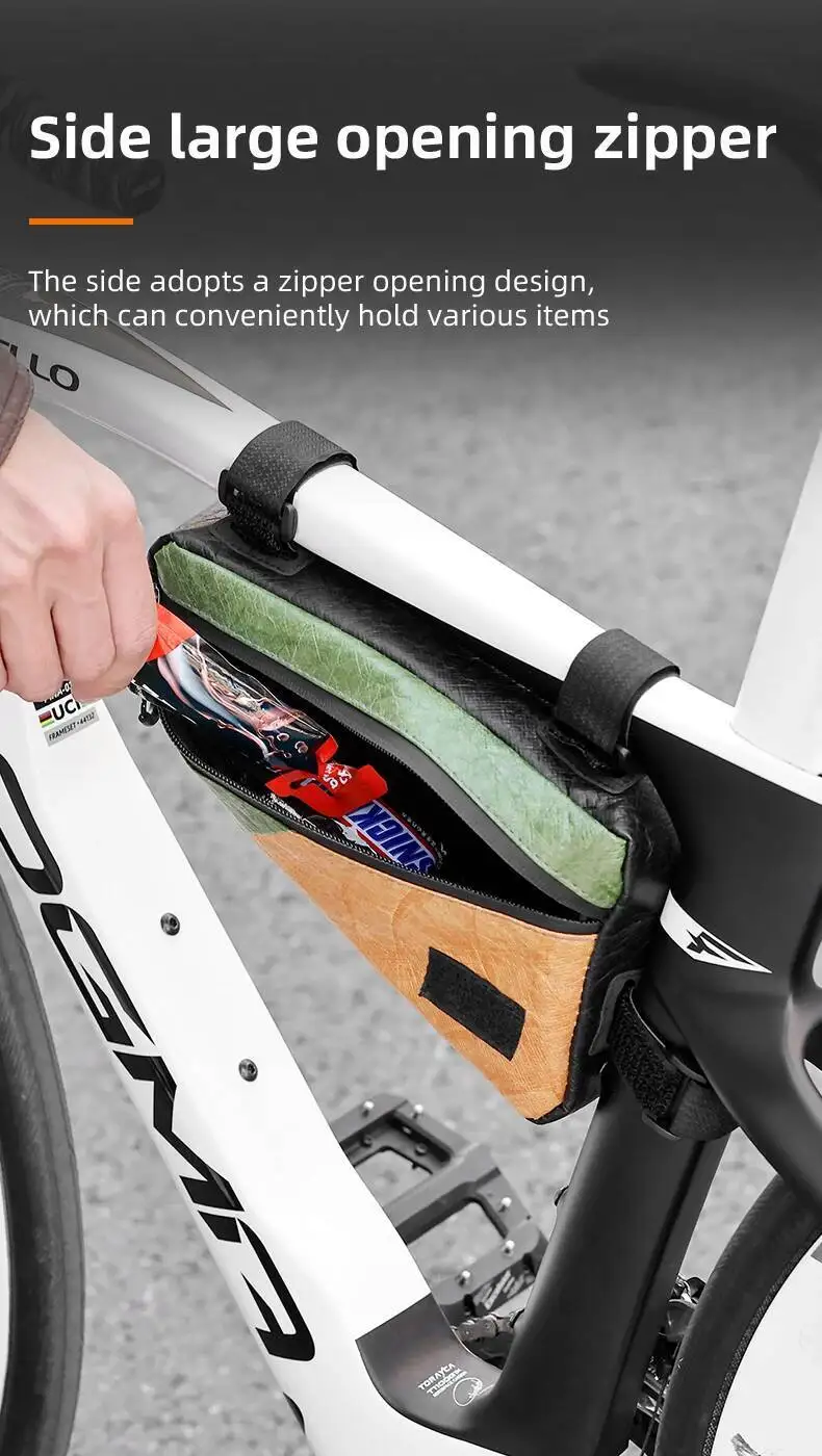 ESLNF Top Tube Triangle Rahmentasche, wasserdicht, großes Fassungsvermögen, langlebig, universell passend für Mountainbikes, einfach zu installieren – Detail 4