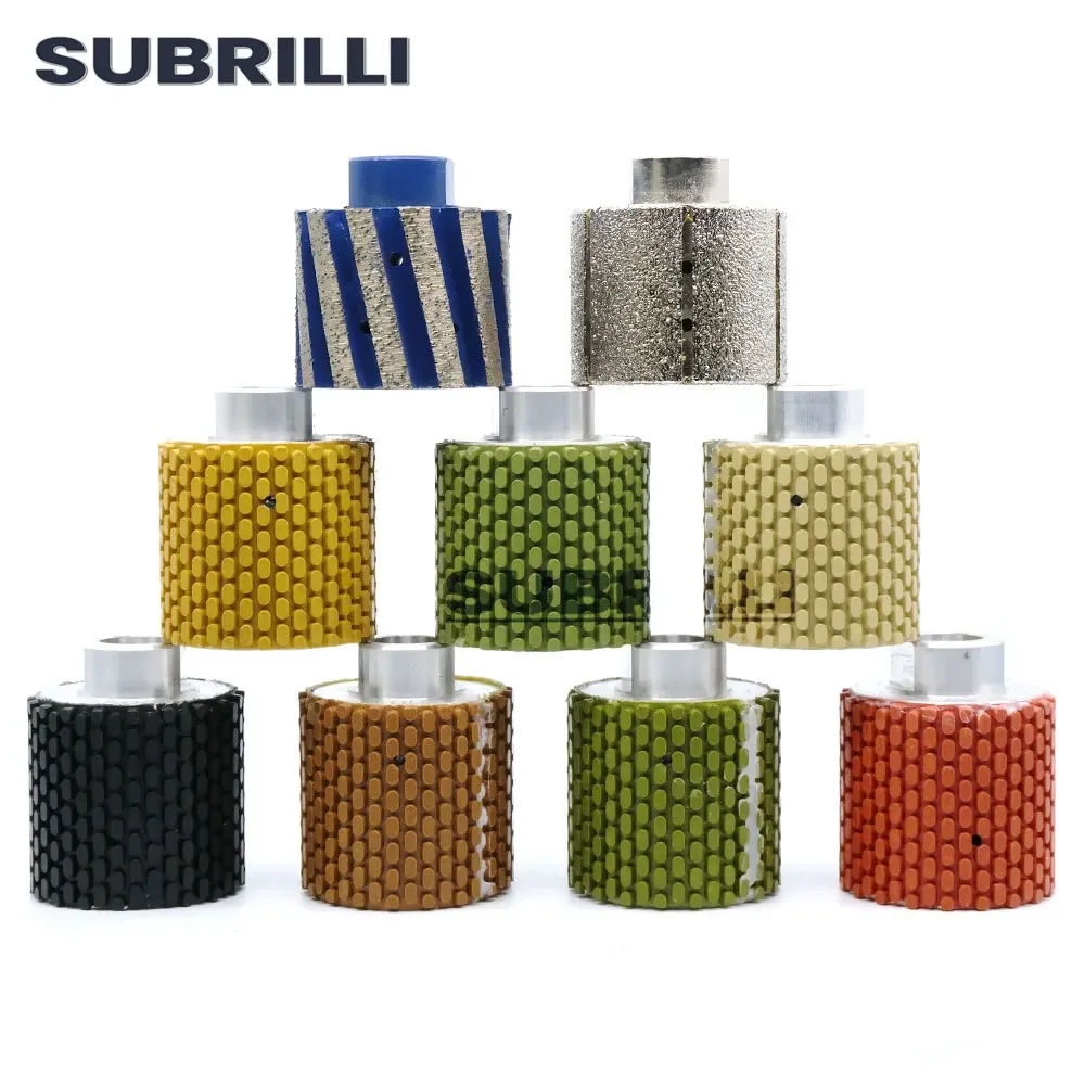 SUBRILLI 2inch Diamond Drum Wheel For Polishing Granite Marble Sink Hole Stone Edge Abrasive M14 5/8-11 Thread Polish Kit