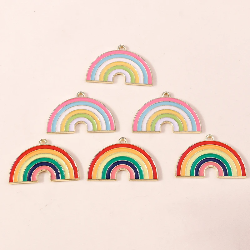 20 Stück 31x20mm Niedliche Bunte Emaille-Regenbogen-Anhänger für Ohrringe, Halsketten, Schlüsselanhänger, DIY-Bastelarbeiten, Schmuckherstellungszubehör – Detail 6