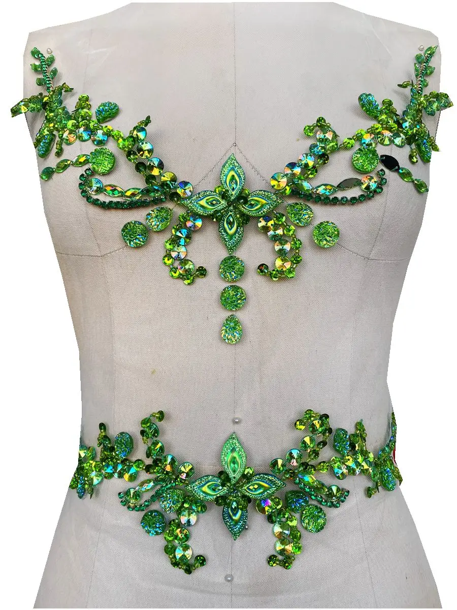 Conjunto de correas de cristal con diamantes y cuentas para el cuello, decoración de ropa, accesorio para vestido de noche, Material de diamantes de imitación de lujo