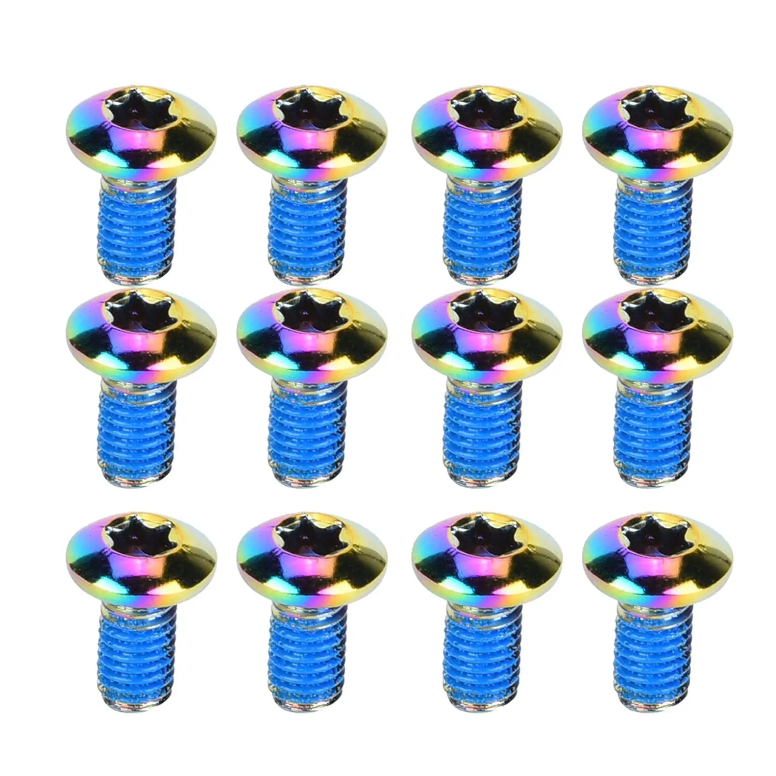 12PCS Heavy-Duty Steel Bike Disc Brake Rotor T25 Screws - Colorful Cycling Accessories