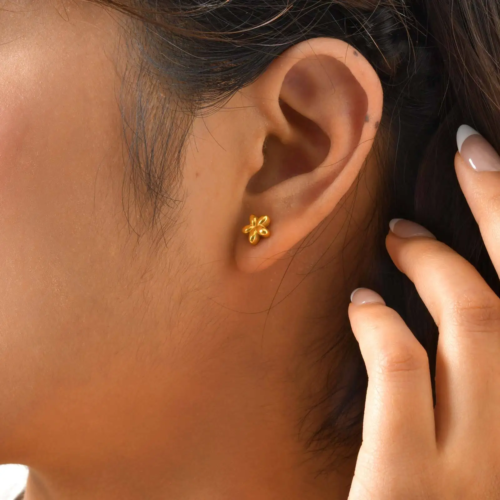 أقراط Vnox النسائية الصغيرة الجميلة على شكل زهور من الفولاذ المقاوم للصدأ، هدايا مجوهرات على شكل أذن الغضروف #2