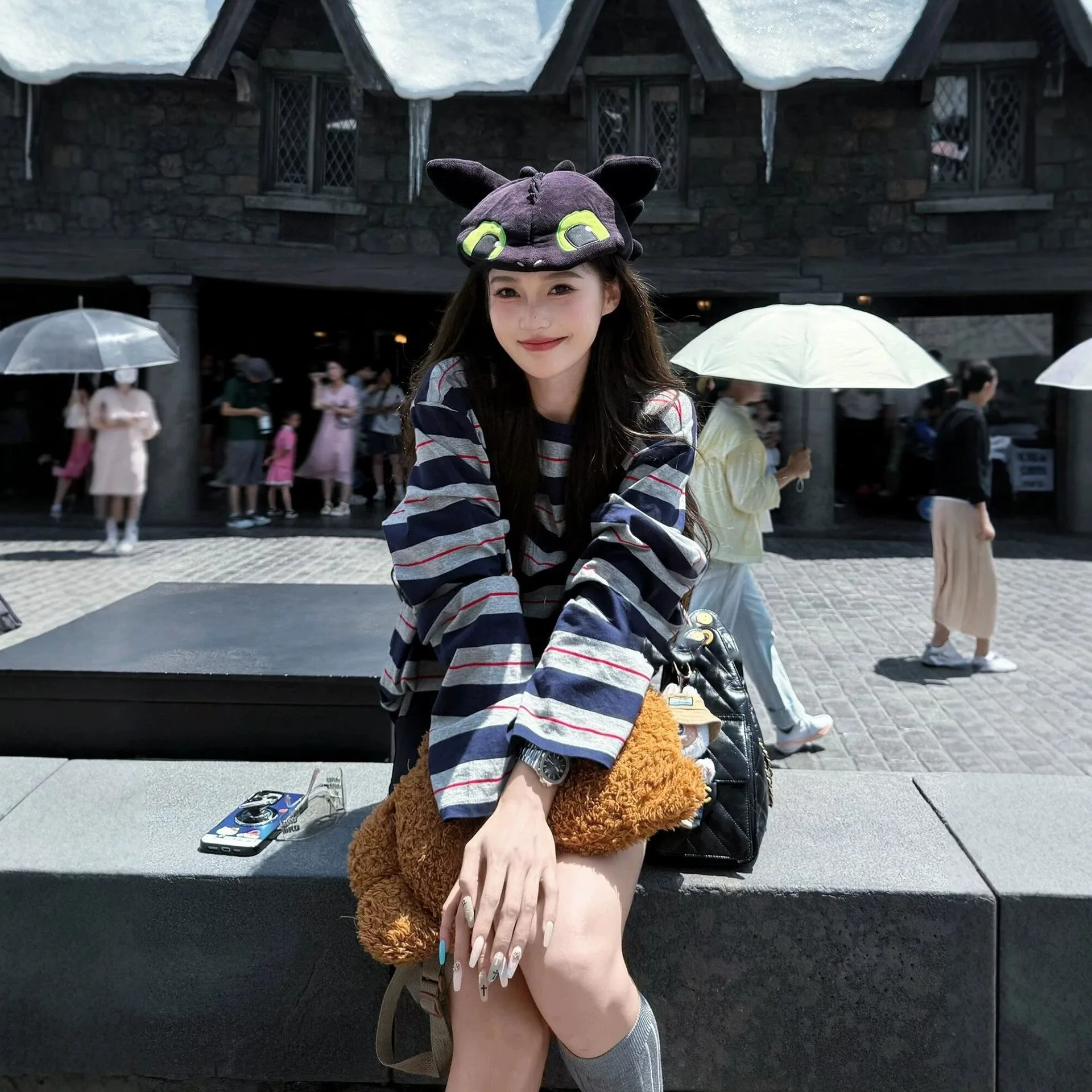 Autumn New Women Korean Style Striped Long Sleeve Tee, Loose Fit Lazy Relaxed Vibe Basic Casual Tops for Daily