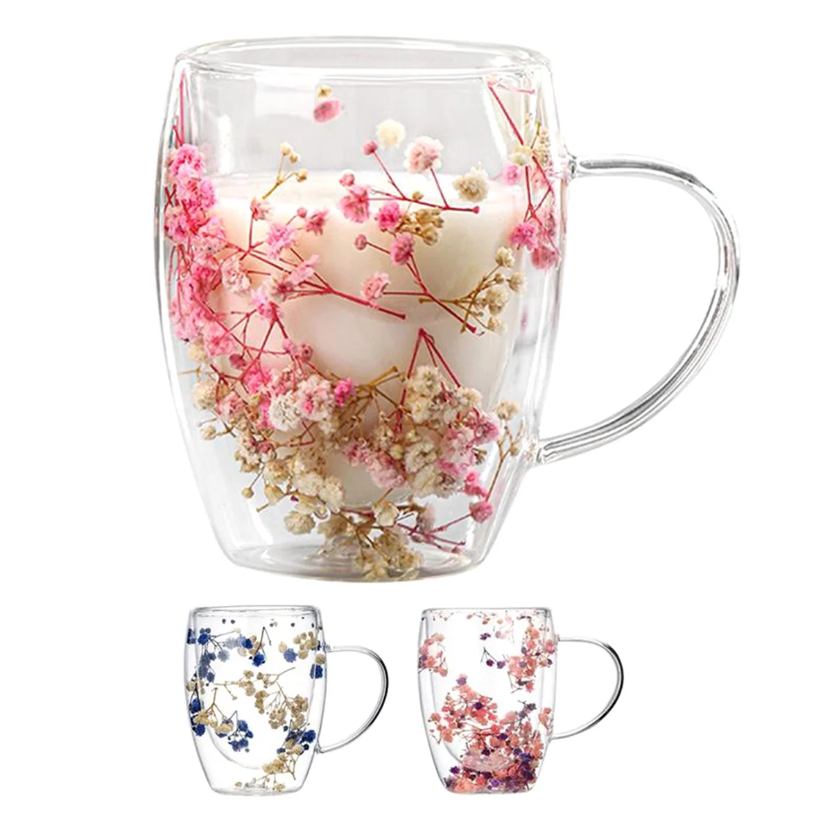 Двойное стекло Creatives Real Flower, высокий внешний вид, полная звезда, сушеный цветок, молоко, кофе, стекло, 350 мл, бытовая чашка C