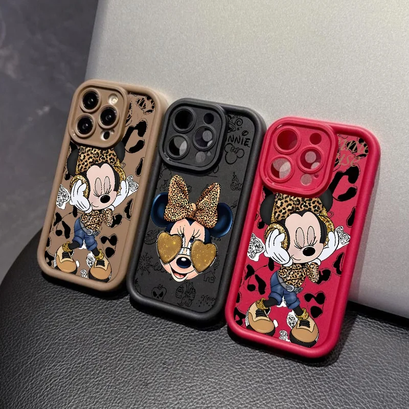 Funda con estampado de leopardo de Mickey Mouse para Samsung Galaxy S25 S24 S23 S22 Plus Ultra FE A55 A56 A54 A35 A36 A07 A17 A16 A15 A14