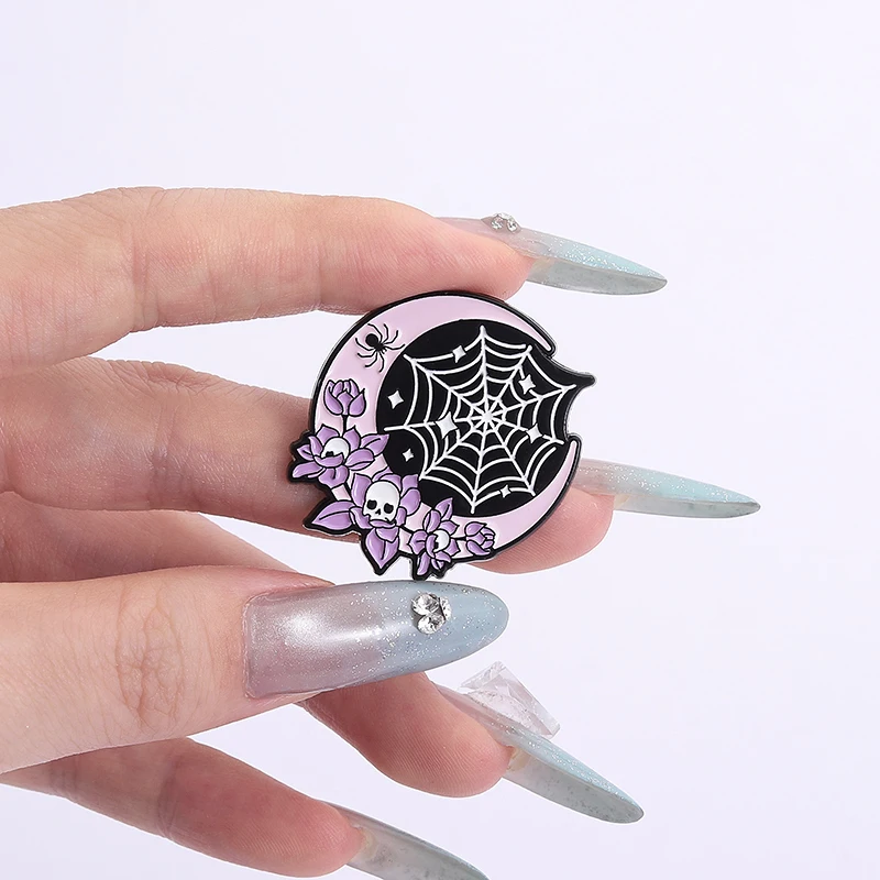 

Punk Pastel Goth Tomb Coffin Enamel Pins Dead Cute Tombstone Spider Web Skeleton Brooch Bag Lapel Badge Halloween Jewelry Gifts