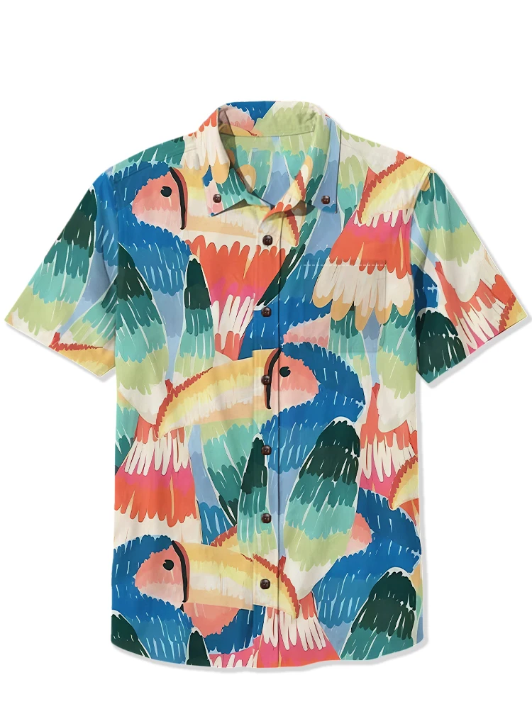 

Mens Fashion Hawaiian Shirts Casual Shirts Parrot 3d Printed Shirts Beach Shirts Short Sleeve Shirts Career Lapel Shirts Boys