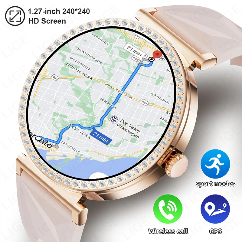

2025 New GPS Smart Watch Women Ultra HD Screen Bluetooth Call Heart Rate Sleep Monitor Voice Assistant Sports Smartwatch Ladies