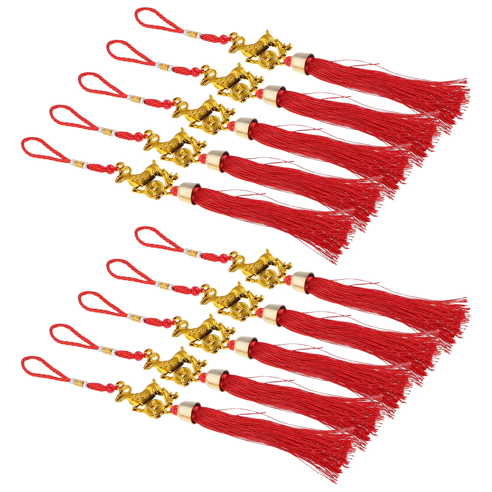10Pcs Chinese Zodiac Goat Decorations Lucky Tassel Pendants for Lunar New Year Spring Festival Hanging Ornaments Prosperity