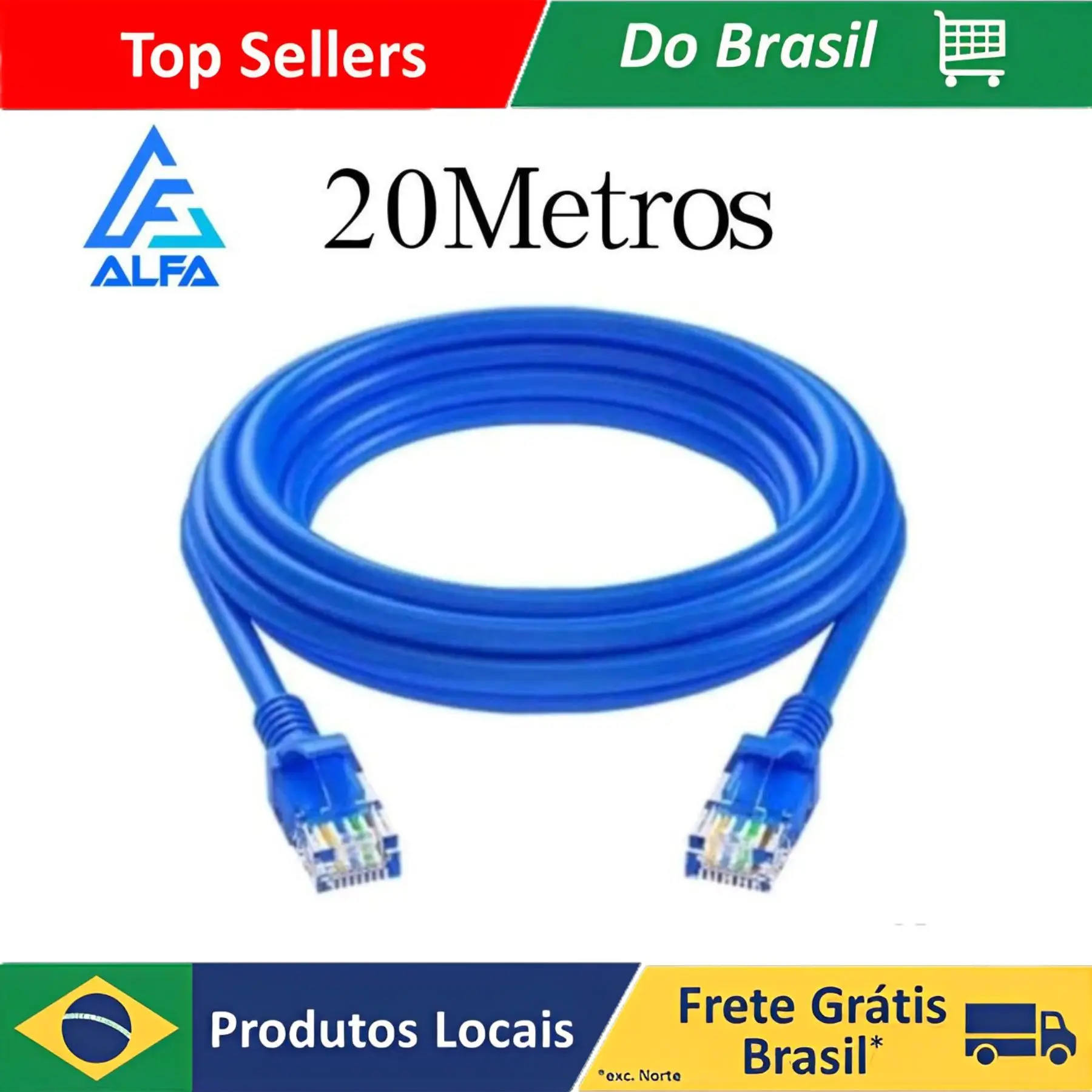 Cabo de rede 20 Metros montado 5cat internet cabo lan Utp patch corde