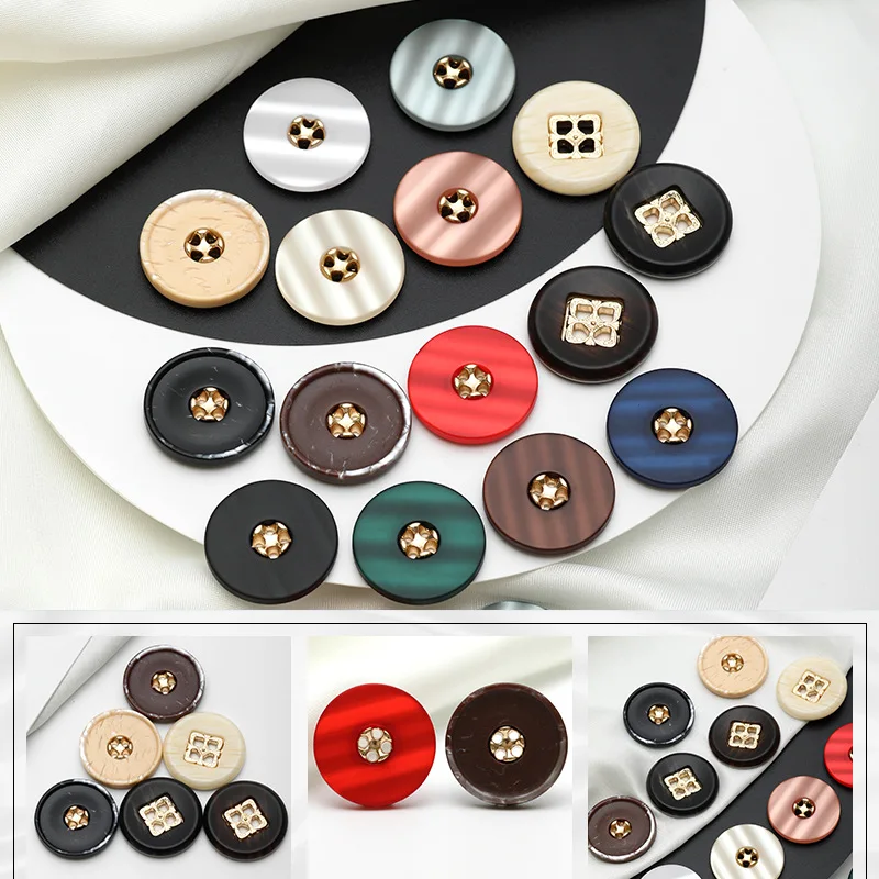 15Pcs 18-25mm Colorful circular resin buttons women's woolen coat suit decoration buttons clothes sweater accessories N467