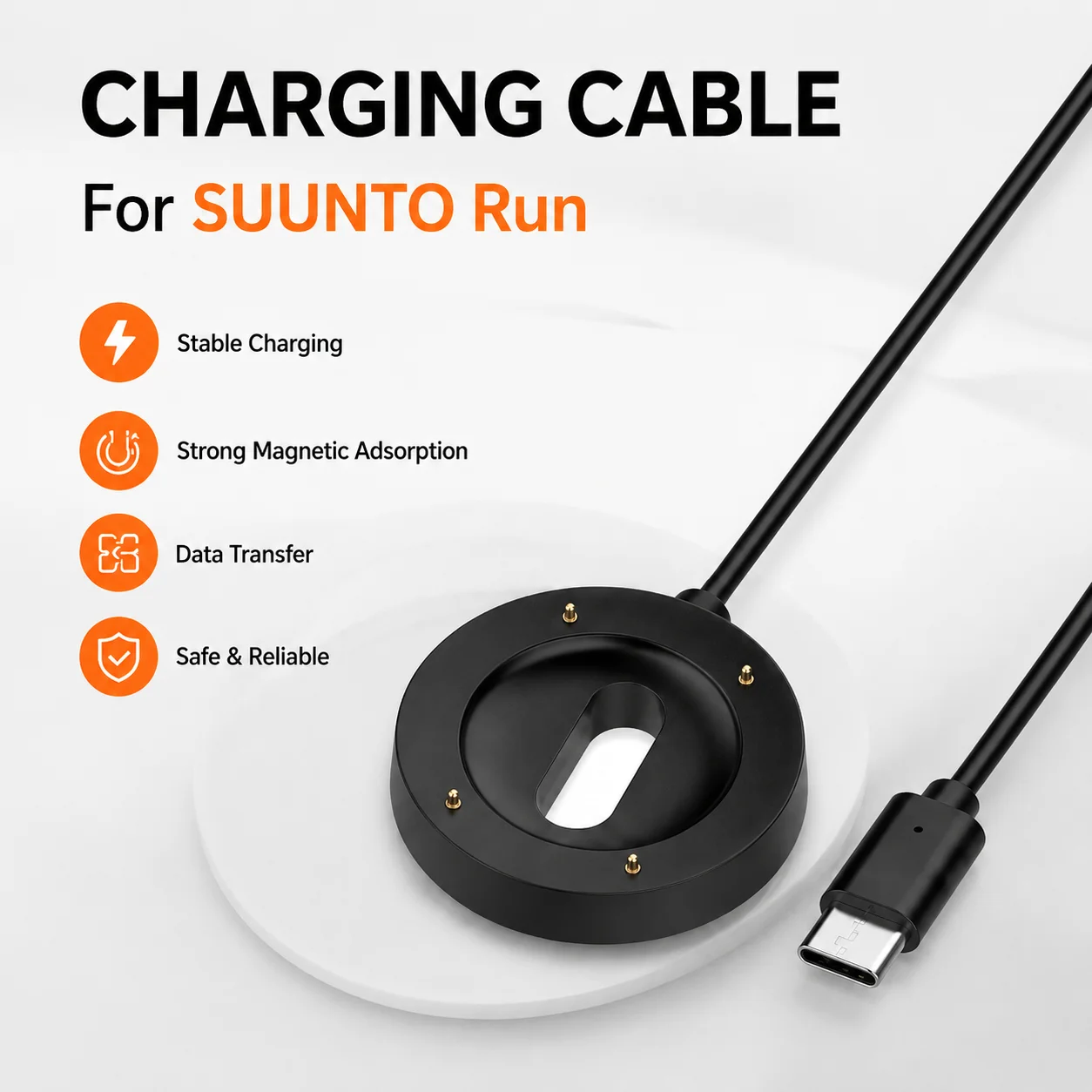 Charging Cable for SUUNTO RUN Watch Magnetic Charging Base, Capable of Data Transmission, Charging Replacement Accessories