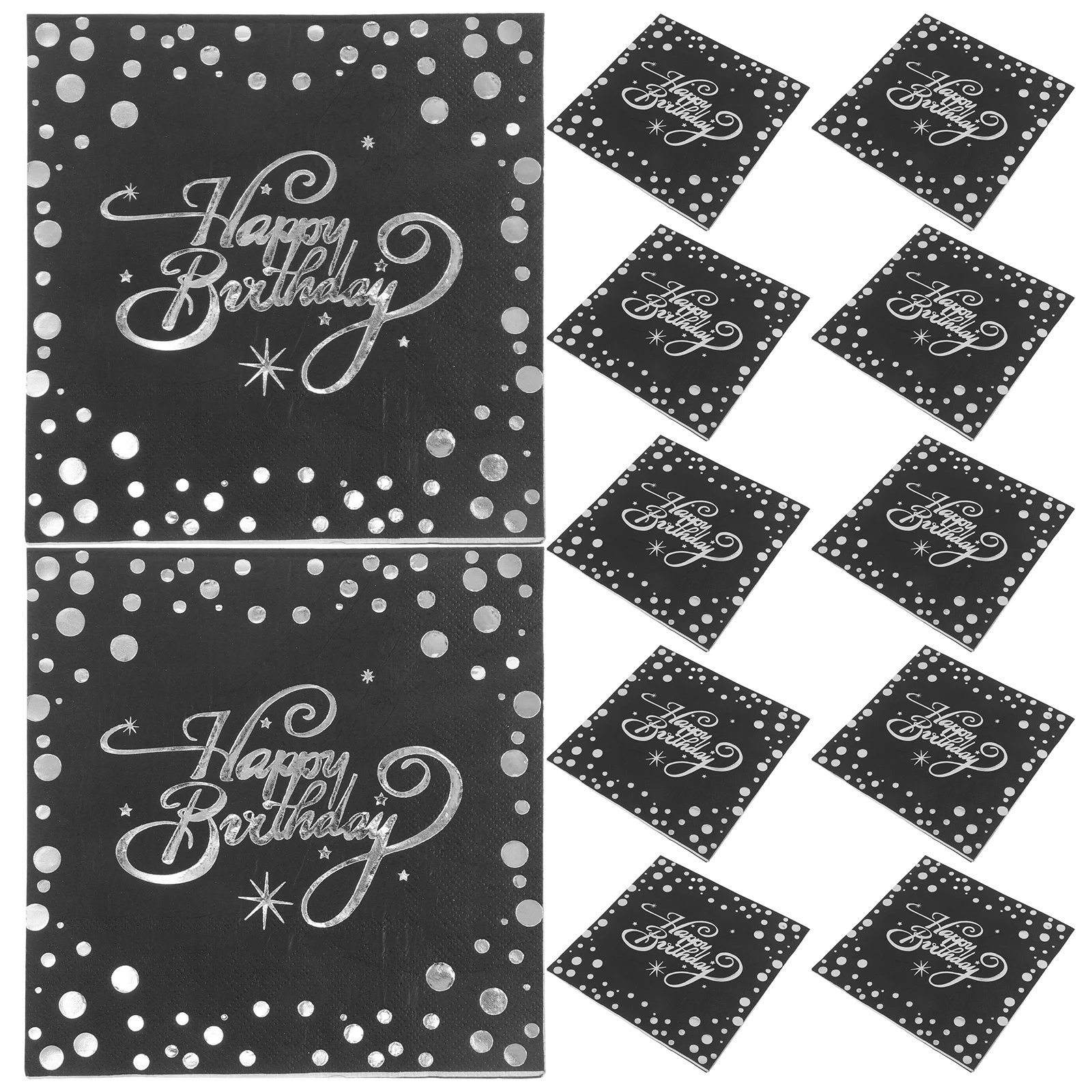

40Pcs White and Silver Napkins Elegant Metallic Finish Birthday Party Paper Napkin Set for Men Cocktail Event Decoration