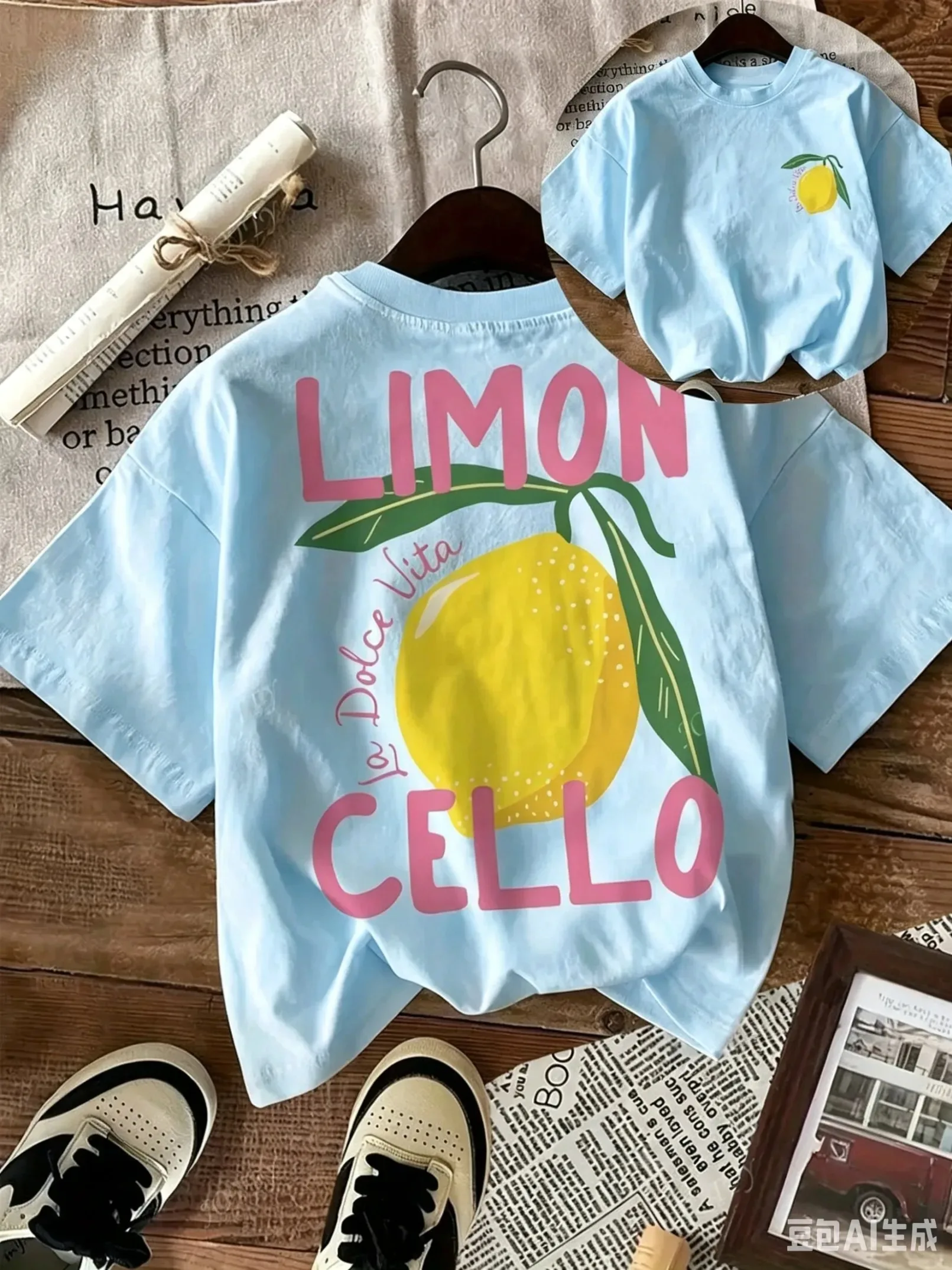 Neues Sommer-Baumwoll-T-Shirt für Kinder, lässiger Alltagsstil, atmungsaktiv und bequem, kurzärmelig, mit einem Cartoon-Zitronenmuster. – Detail 4