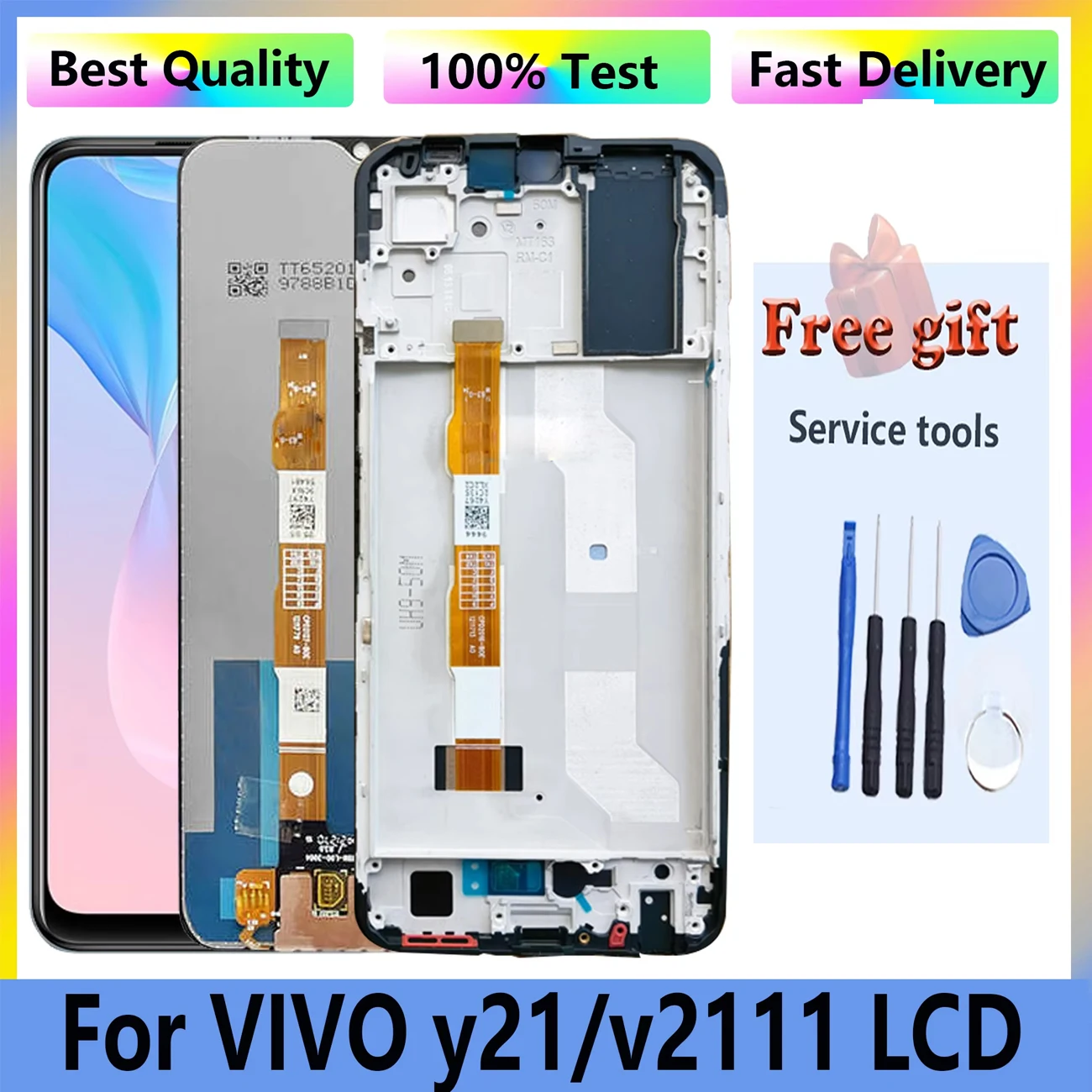 Original For Vivo Y21 Mobile Phone Repair Parts LCD Display V2111 Full With Frame Touch Screen Digitizer Assembly Replacement