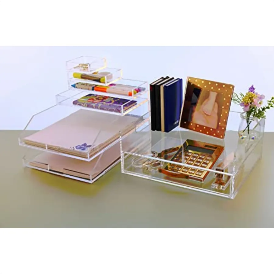 Акриловый ящик-органайзер + вставка с подставкой для писем, размер 12,6 x 10,6 x 5, A4, прозрачный