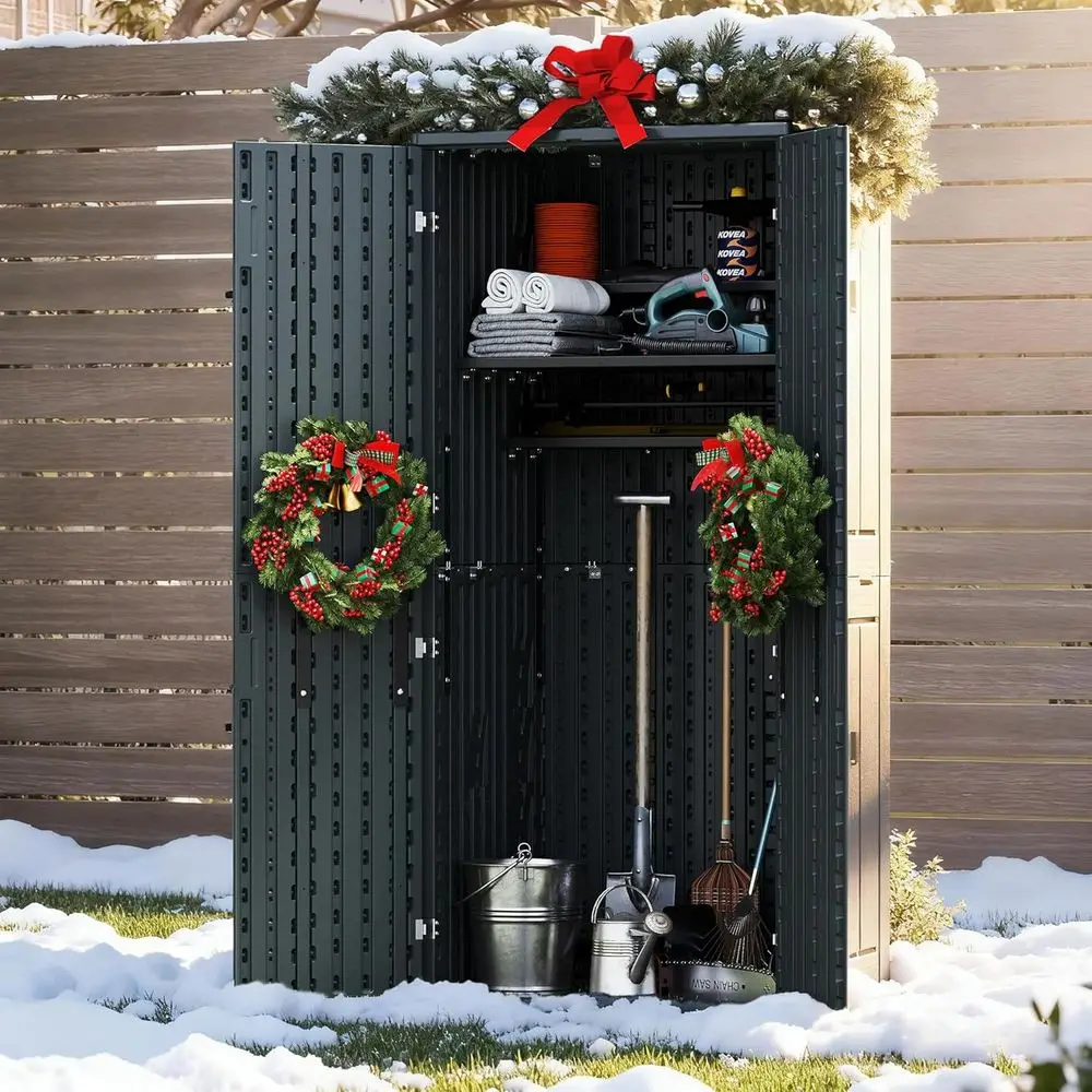 

Outdoor Heavy-Duty Tall Storage Cabinet with 4 Adjustable Shelves, 31W x 23L x 66H, Lockable, Sage Grey