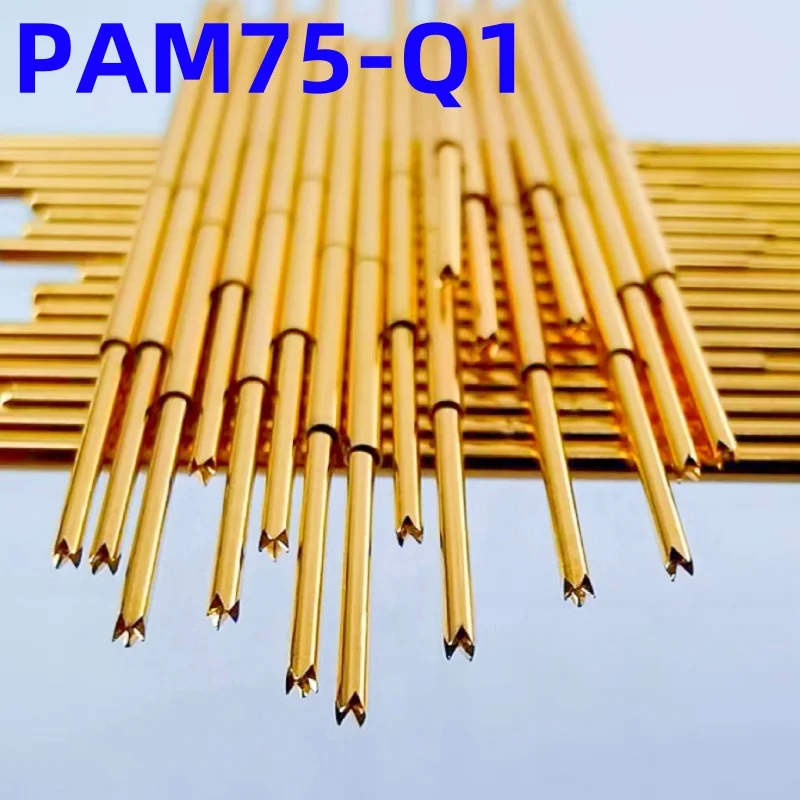 

100PCS PAM75-Q1 Spring Test Probe Test Pin Pogo Pin PM75-Q1 PM75-Q ICT FCT PCB Test Tool 0.74/1.02/27.8mm Gold Needle Crown Tip