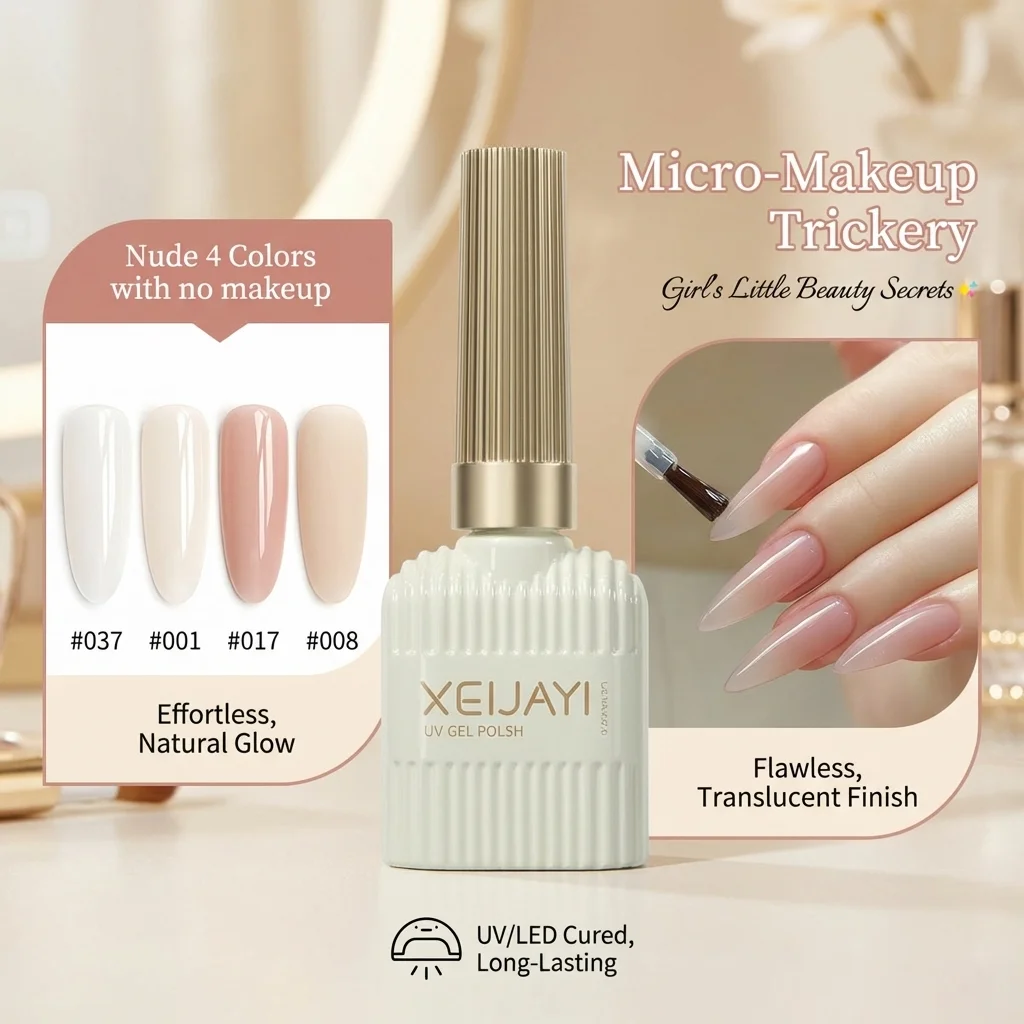 Neue Trendige Nude Gel-Nagellack-Serie Hautfreundlich Aufhellend Abziehbarer UV/LED Gel-Lack für Maniküre Zuhause Salon DIY – Detail 4