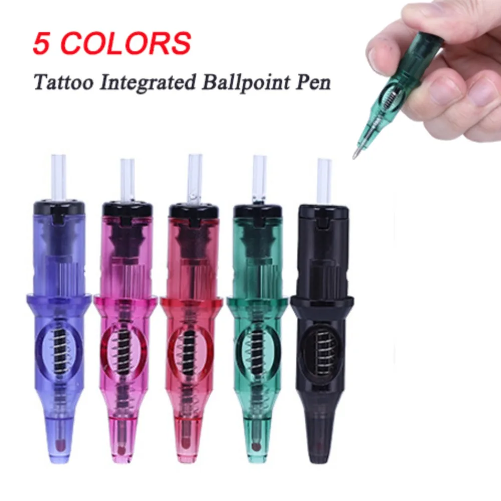 

20pcs Disposable Tattoo Ballpoint Pen Cartridge Needles for Beginners and Designer 5 Colors Universal Drawing Practice Needles