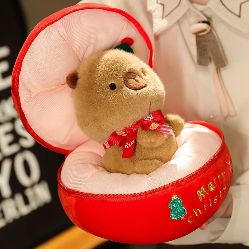 Creative Christmas Eve Apple All Series Capybara Animals Dino Soft Santa Claus Tree Deer Dolls for Original Christmas Gift Decor