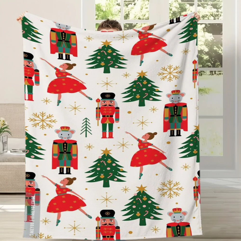 2d Printed Light Blue Hot Cocoa Marshmallow Cup Pattern Throw Blanket For Holiday Xmas Gift Living Room Decor