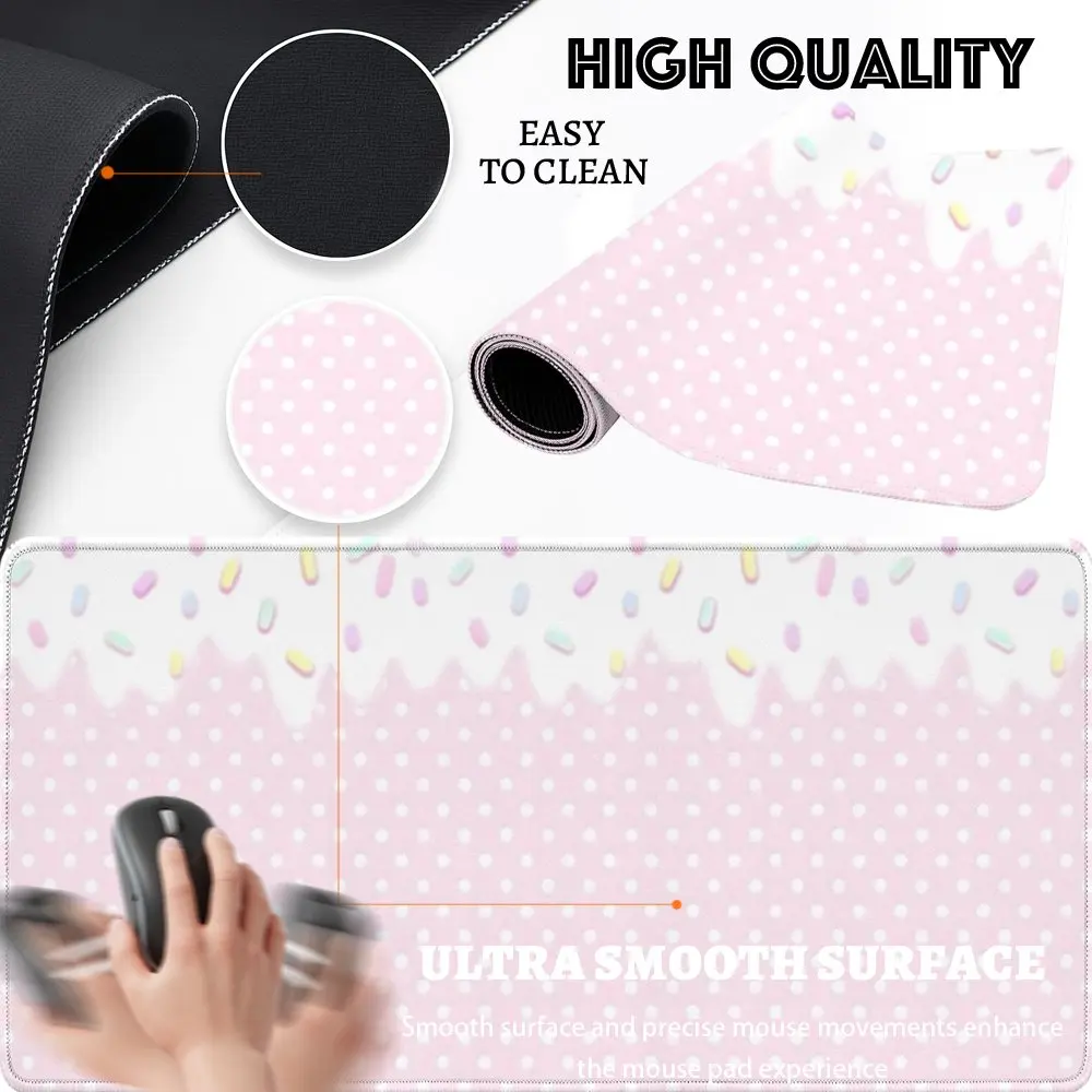 CIFBUY Mouse Pad Non-Slip Rubber Base Washable Large Desk Mat For Office Gaming Snow Scene Kawaii Polka Dot Pattern Cute Aesthet