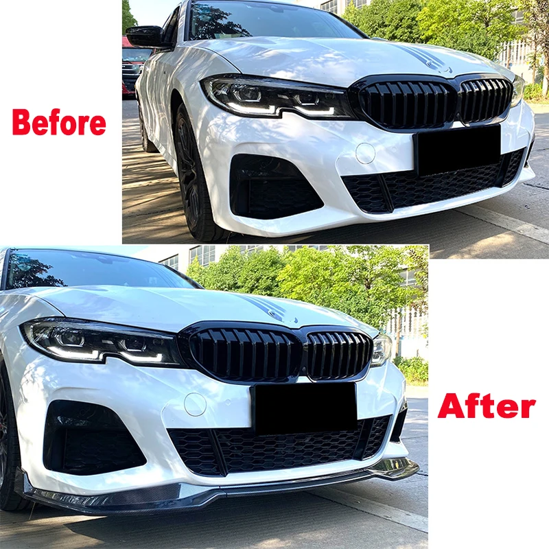 Car Front Bumper Lip Body Kit Spoiler Splitter Bumper For BMW 3 Series G20 M Pack 2019-2022 320i 330i MP Canard Lip Accessories