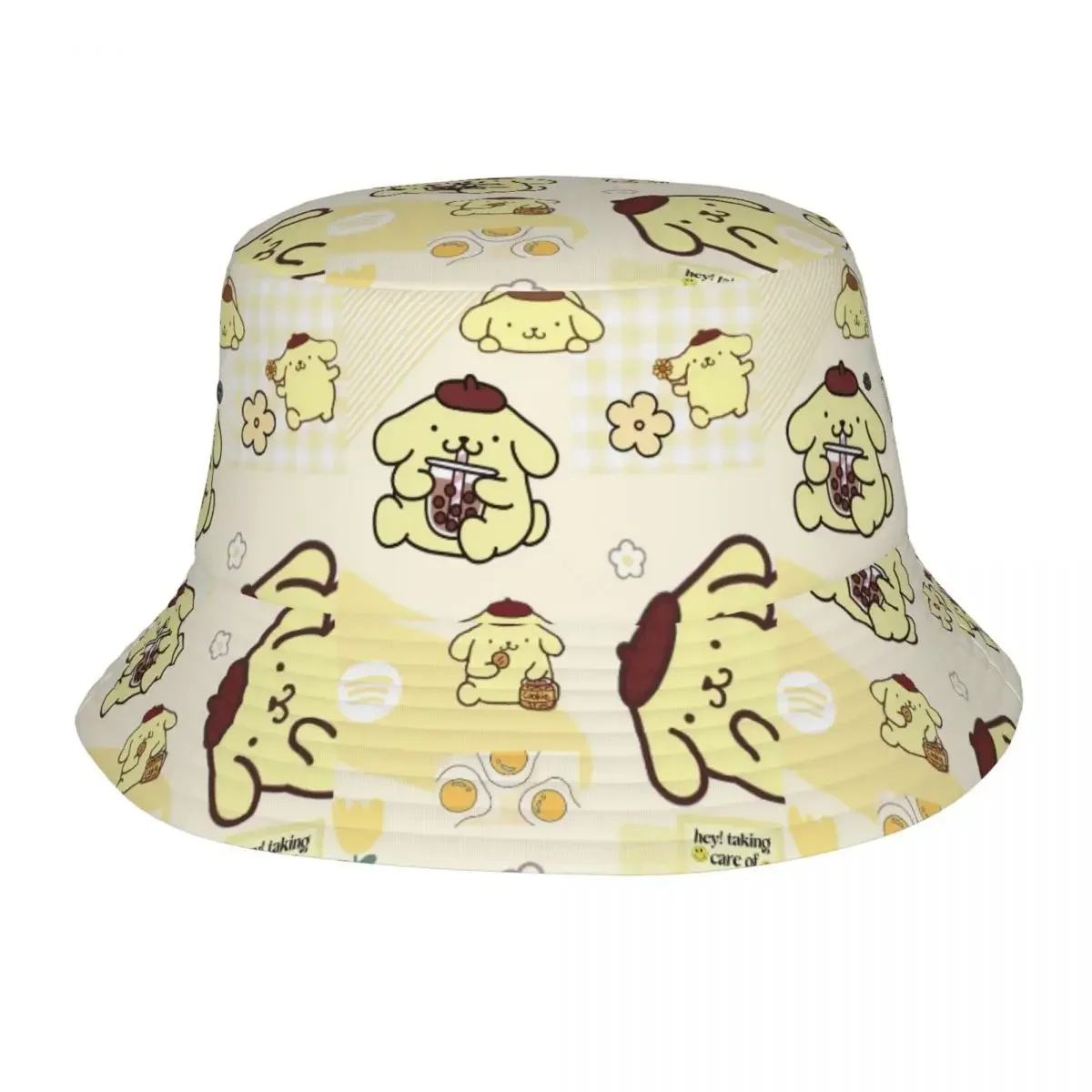 Pom Pom Purin Bucket Hat for Women Vocation Cute Cartoon Floppy Hat Hip Hop Foldable for Vacation Fishing Hats Panamka