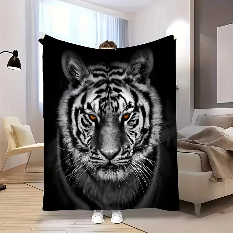 VIKAMA Domineering Tiger Head Cover Blanket Simulation Tiger Pattern Living Room Bedroom Blanket Trend Essential Blanket