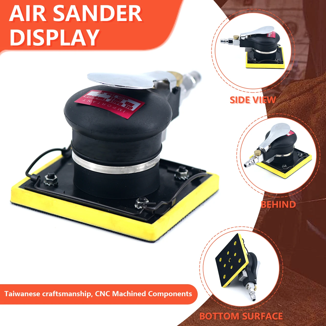 Air Sander Polishing tools 4 inch pneumatic track sandpaper machine Car paint care Wood grinder Polishing machine 70X100mm