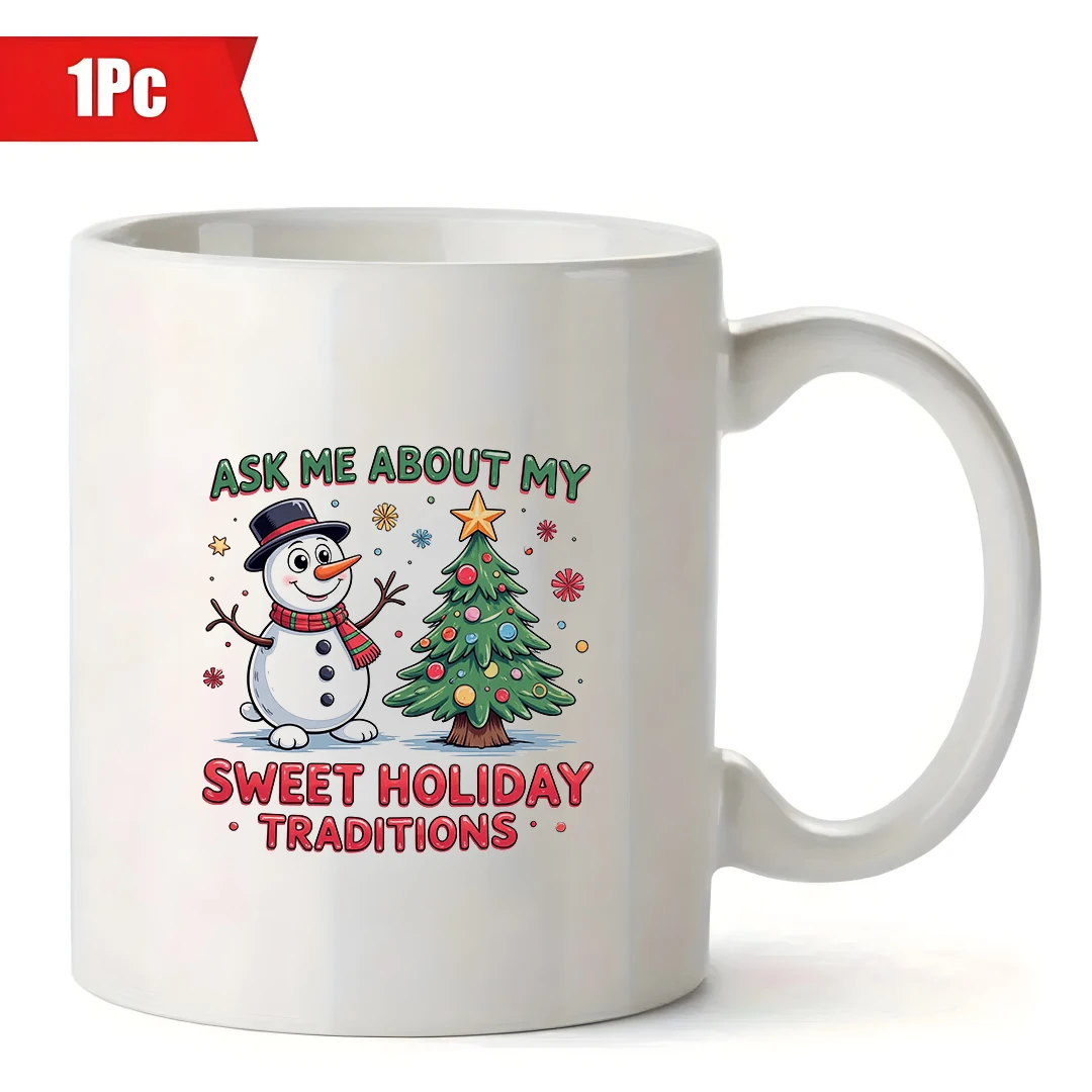 كوب عيد الميلاد على شكل رجل ثلج كرتوني سعة 11 أونصة للأطفال، كوب مشروبات ساخن وبارد، هدية للعطلات والمكتب العائلي