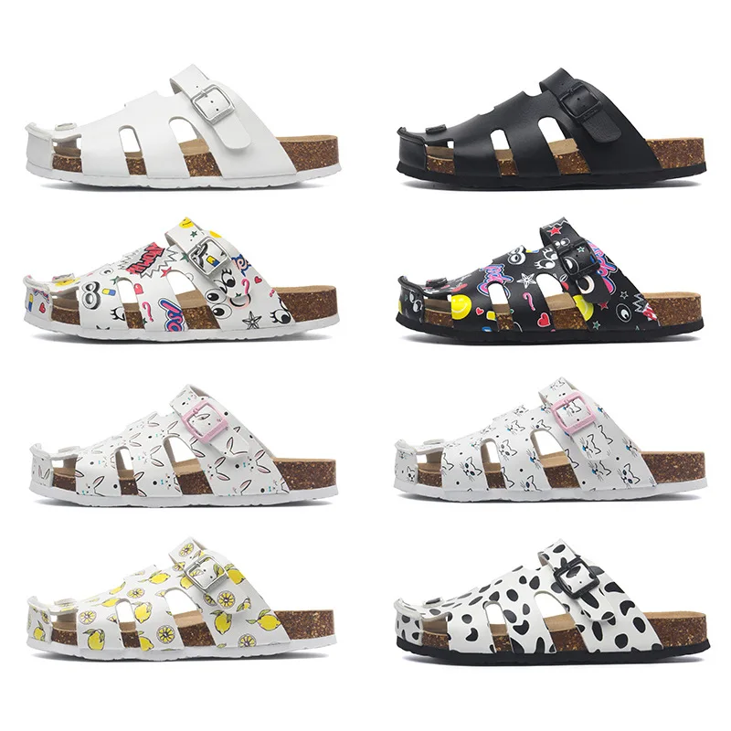 

Fashion Buckle Women's Cork Slippers Flat Bottomed Outdoor Couple Summer Casual Beach Sandals
