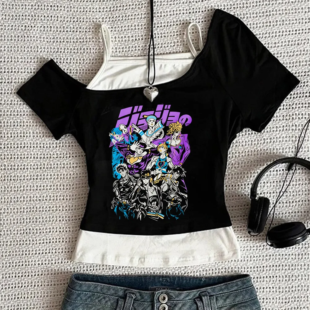 Jojo Bizarre Adventure Crop-Top für Teenager, Ausverkauf, Party, Emo, Kawaii, T-Shirt, 2000er, japanische Party, Goth-Scene – Detail 7