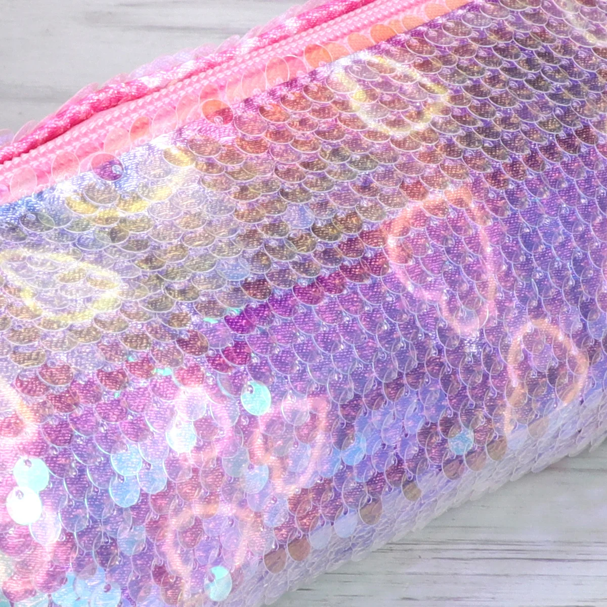 

1Pcs Transparent Sequin Pencil Case Pink Cartoon Stationery Storage Organizer Large Capacity Portable for Girls