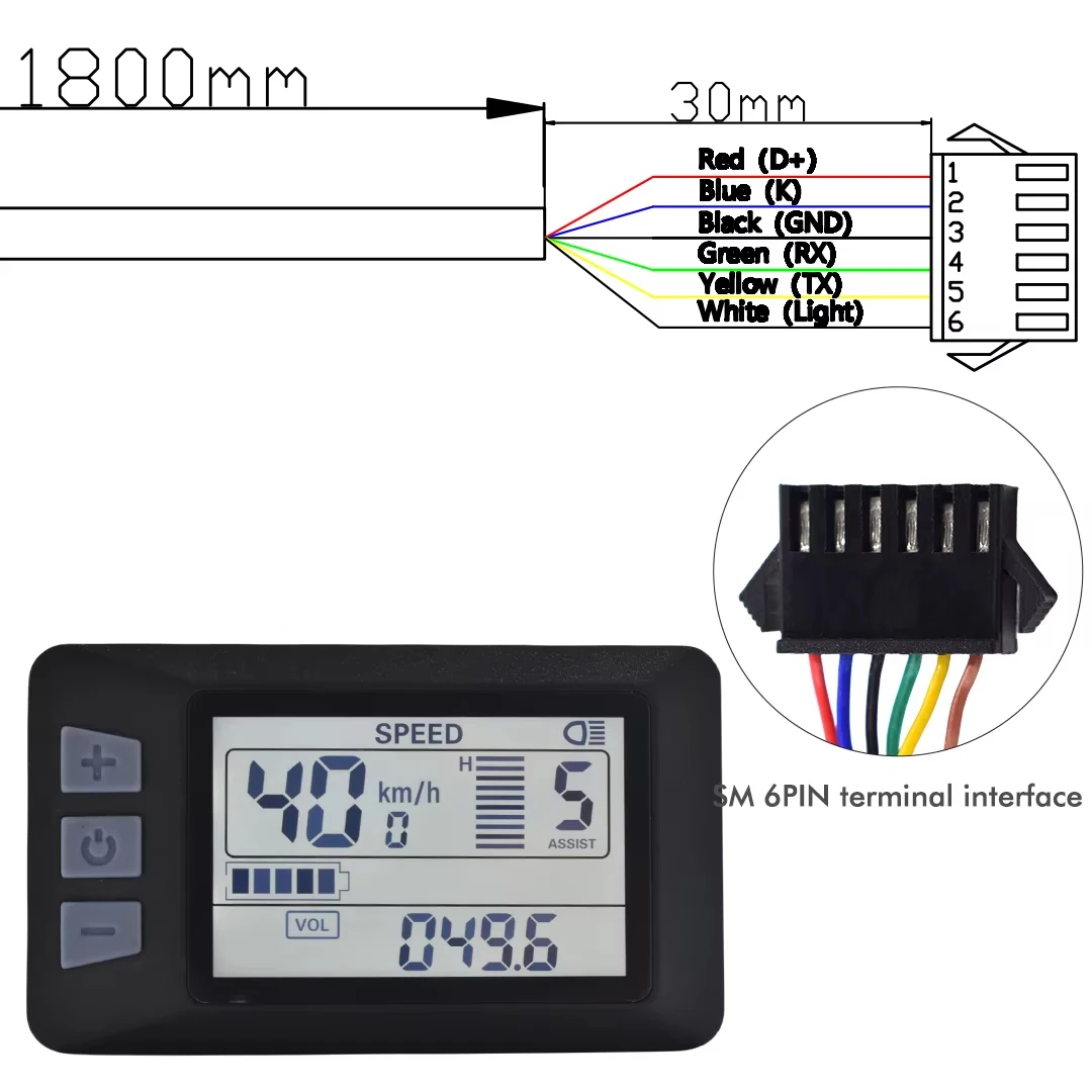 UART2 P3H LCD-display voor elektrische fietsen SM/waterdichte verbindingsplug Ebike intelligente displayaccessoires
