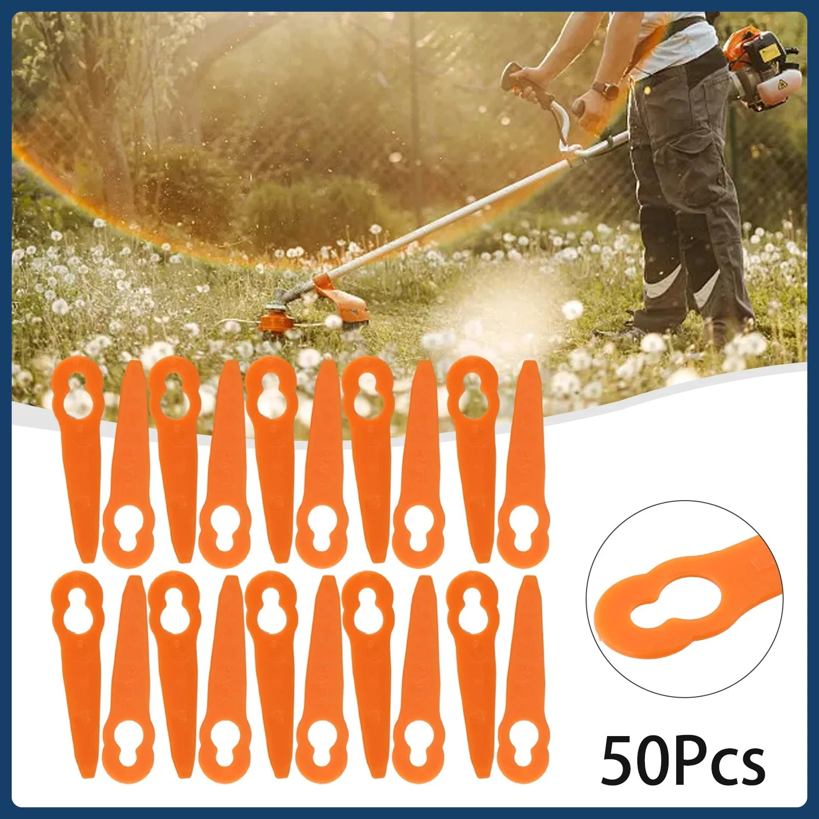 50pcs For STIHL FSA45 Plastic Blades Cordless Grass Trimmer Mowing Heads For Grass Cutter Lawn Mower Replacement Plastic Blade