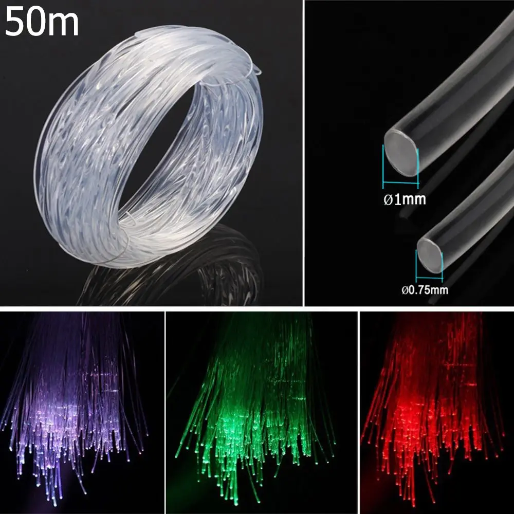 0.75MM/1MM Plastic Fiber Optic Cable End Glow 50mx0.75mm PMMA Led Light Clear DIY For LED Star Sky Ceiling Light