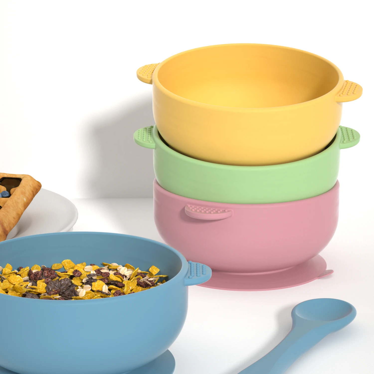 Bol en Silicone de 300ml, résistant aux chocs, grande capacité, pour animaux de compagnie, combinaison à ventouse pour petits chiens et chats, alimentation stable, matériau sûr