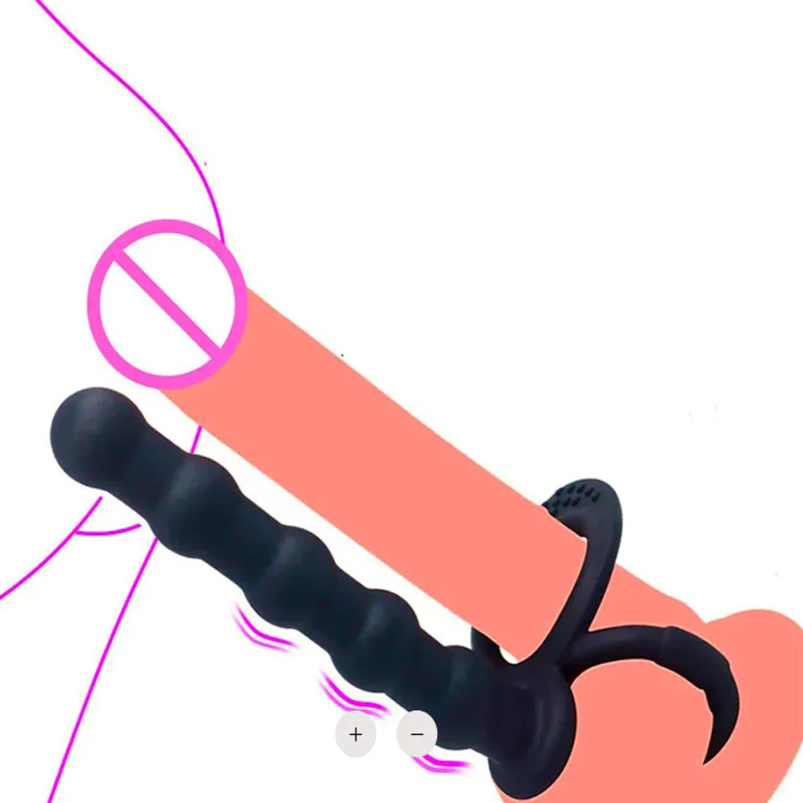 Double Penetration Anal Sex Toys For Men & Women - Dildo Penis Butt Plug, Anal Beads & Cock Ring for Delay Ejaculation