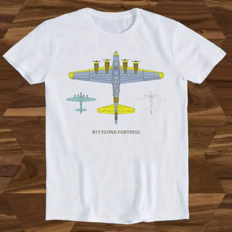 

B-17 Flying Fortress Bomber Plane War The Queen Of The Skies Birthday Design Drawing Movie Meme Funny Gift Tee T-Shirt T521