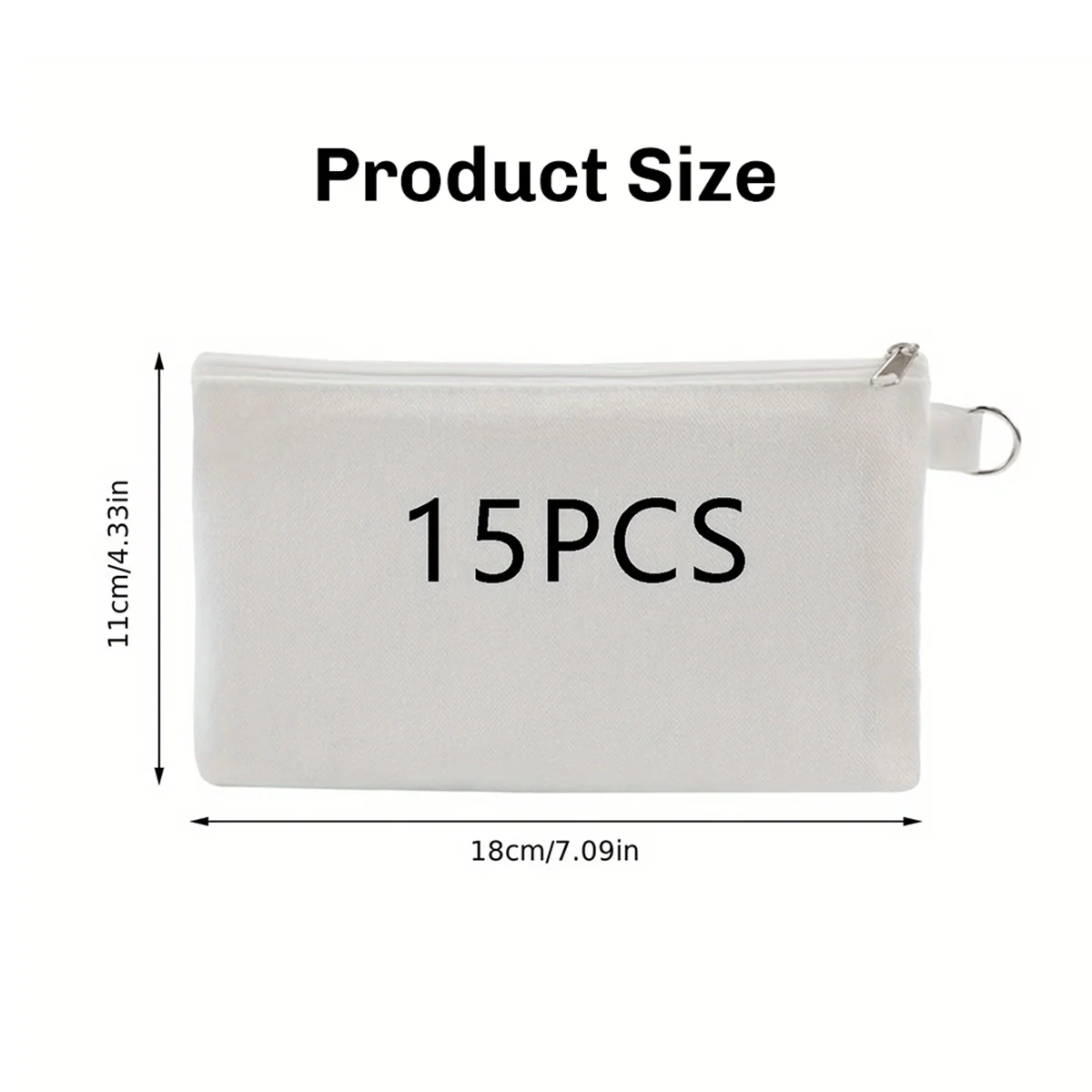 I nuovi sacchetti per trucco in tela bianca per sublimazione da 15 pezzi sfusi, sacchetti per cosmetici per trasferimento di calore fai da te, 7,28 x 4,72 pollici