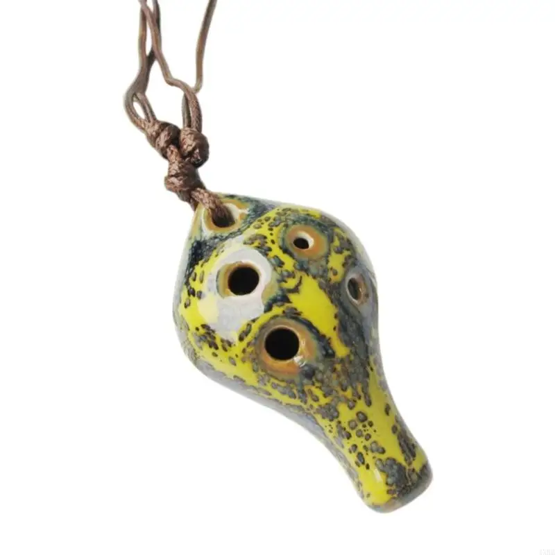 Ceramic 6 Hole Ocarina for Beginners with Cord for Classroom Practice 4XBB